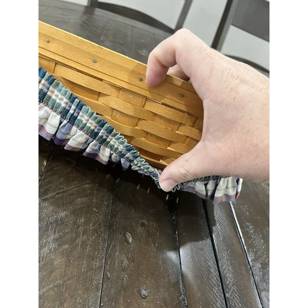 Vtg 2002 Longaberger‎ Rectangle Bread Basket Plaid Skirt 12x5x5 Slanted